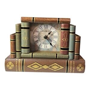 Vintage Howard Miller Mantle Clock Model #645-421 Drawer Stacked Books Working
